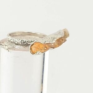 CITRINE STATEMENT RING HANDMADE IN RECYCLES STERLING SILVER METAL SIZE 7.5